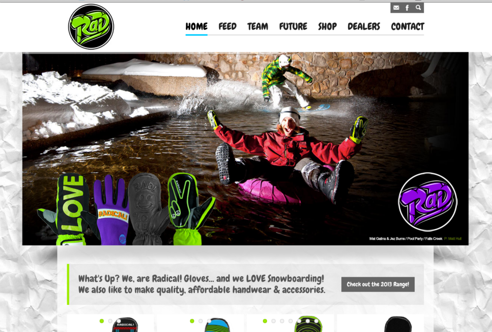 Rad gloves website design